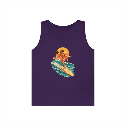 Surfing Sunset Tank — Retro Surfer Graphic Tank Top