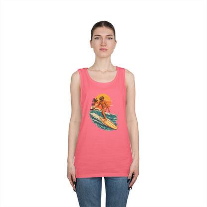 Surfing Sunset Tank — Retro Surfer Graphic Tank Top
