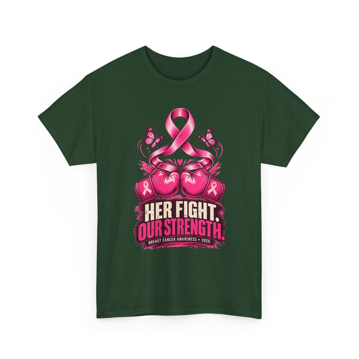 T-Shirt — Her Fight Our Strength Pink Ribbon Breast Cancer Awareness Tee