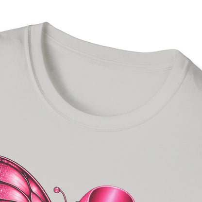 Pink Ribbon Butterfly Breast Cancer Awareness T-Shirt | Support Ribbon Tee