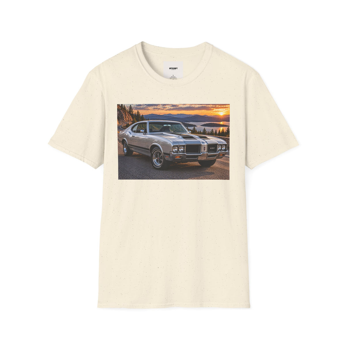 Classic Muscle Car Sunset T-Shirt — Vintage Oldsmobile Photo Tee