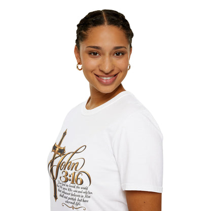 John 3:16 Cross T-Shirt — Inspirational Christian Scripture Tee