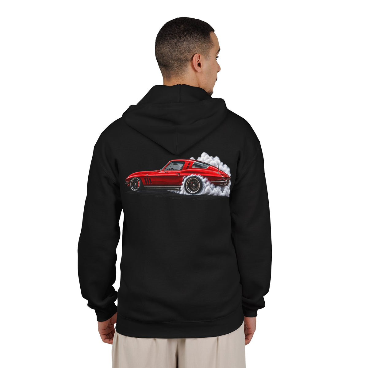 Classic Red Corvette Burnout Zip Hoodie