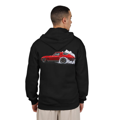 Classic Red Corvette Burnout Zip Hoodie