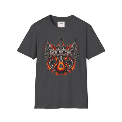 Rock Wings T‑Shirt — Vintage Guitar Flame Graphic Tee for Music Lovers