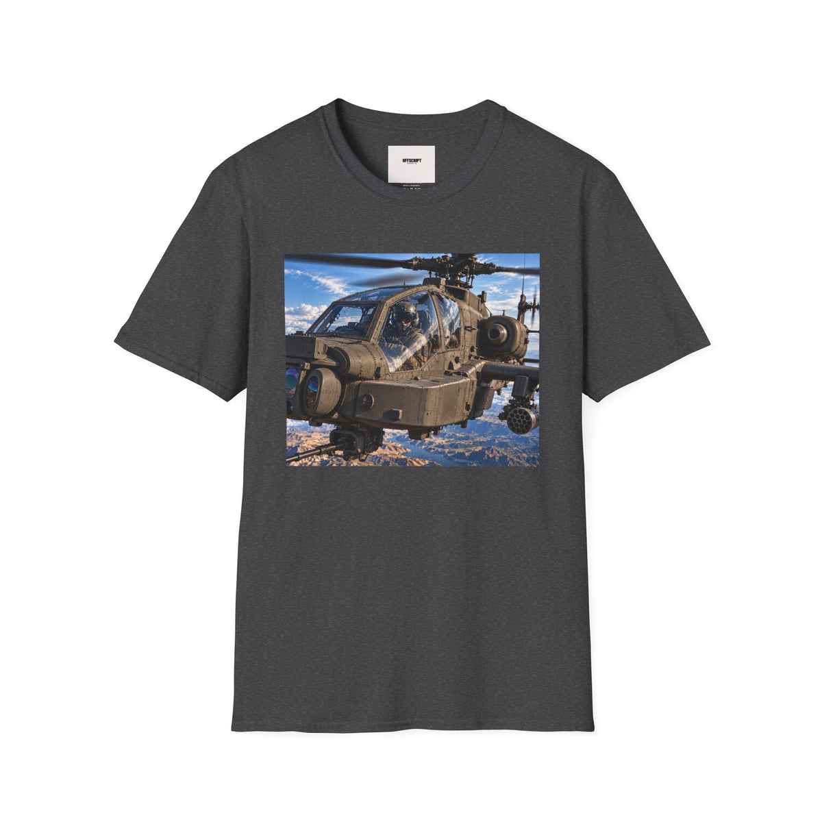 Attack Helicopter Photo T-Shirt — Military Aviator Crew Tee
