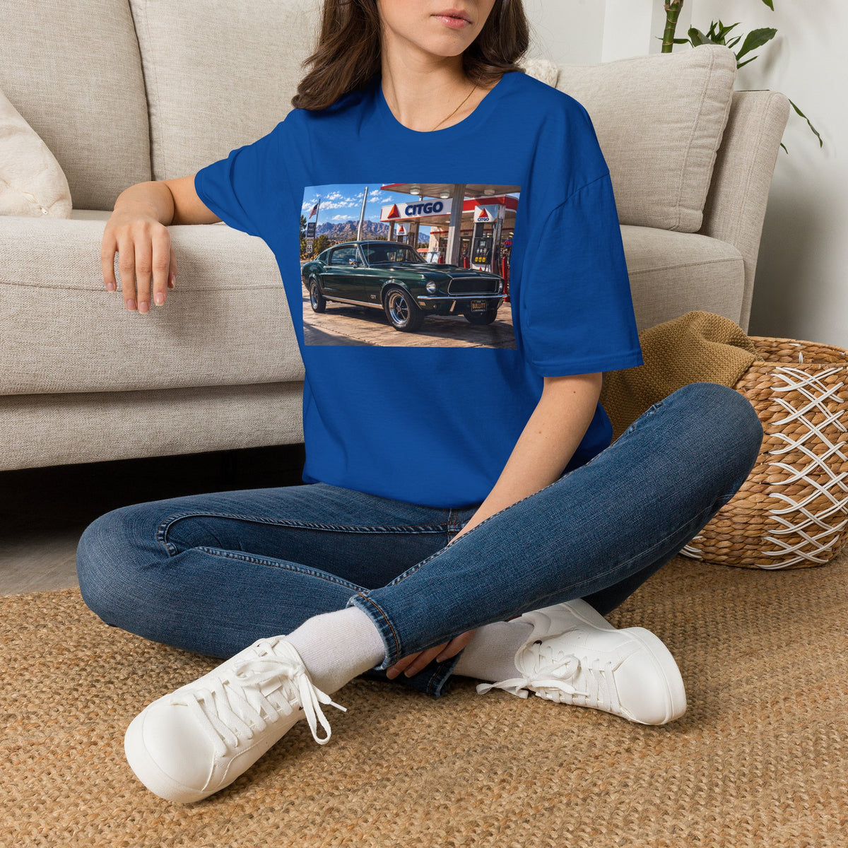 Classic Mustang Gas Station Tee — Retro Muscle Car T-Shirt