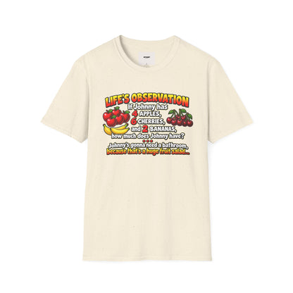 Life’s Observation Fruit Puzzle T-Shirt — Funny Johnny Math Joke Tee