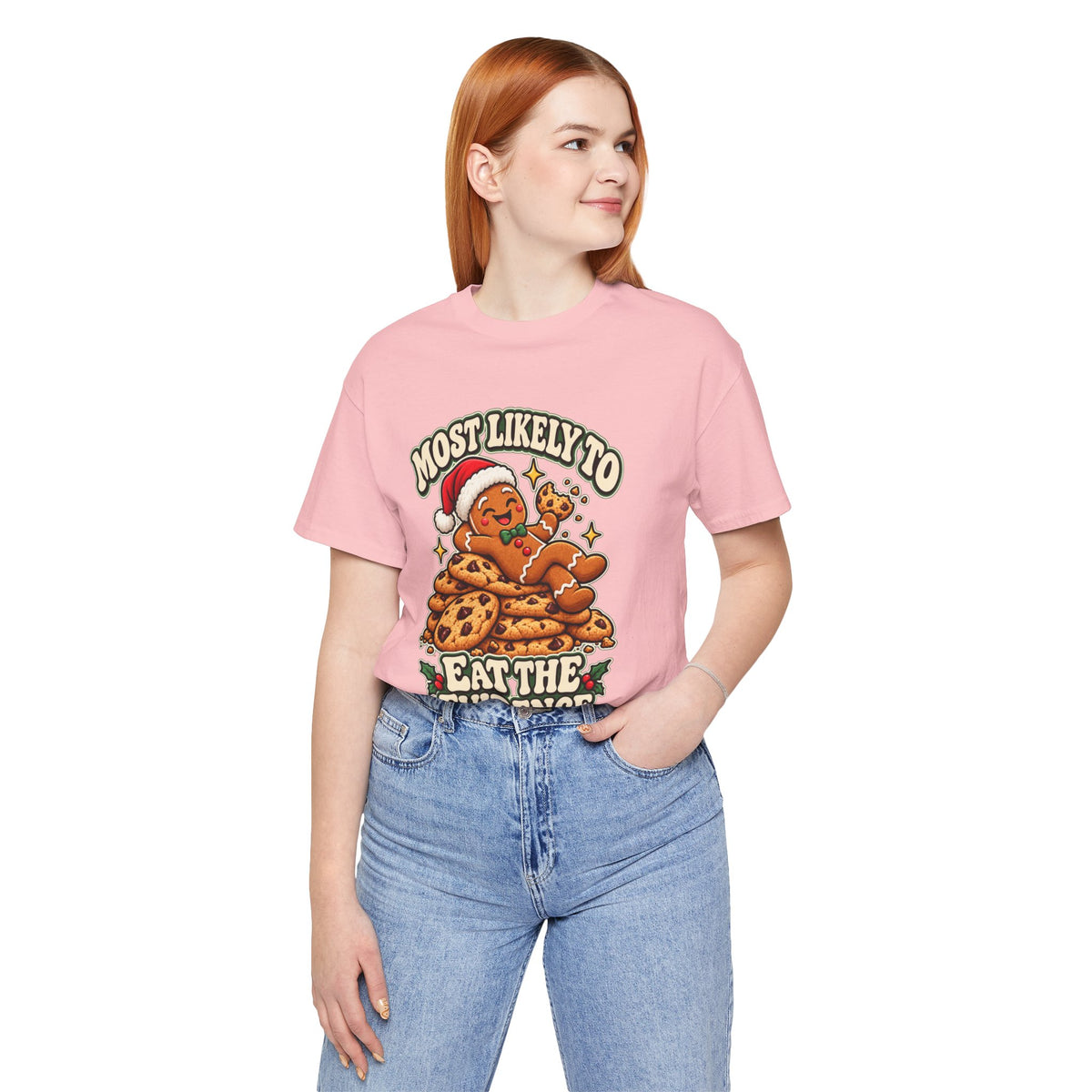 Funny Christmas Tee — "Most Likely to Eat the Evidence" Gingerbread Cookie Shirt