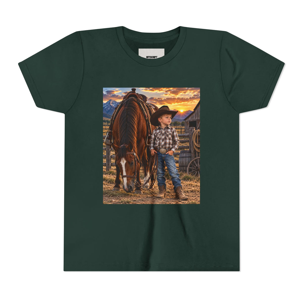 Youth Western Cowboy Tee — Little Cowboy & Horse Graphic Shirt