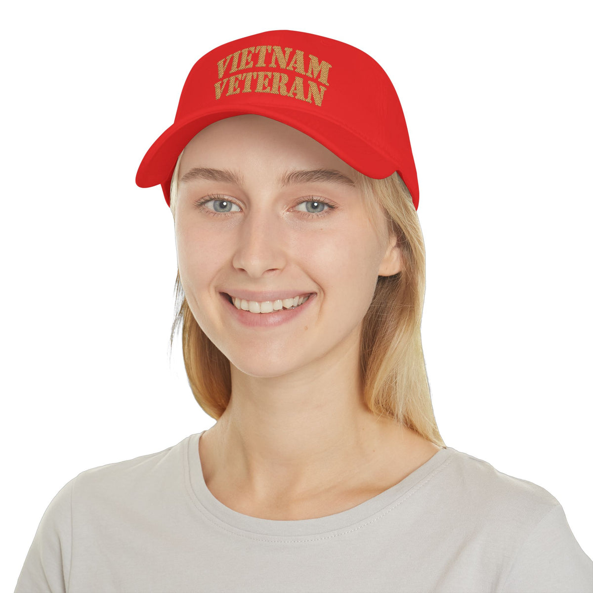 Vietnam Veteran Baseball Cap — Embroidered Gold Text Low Profile Hat for Veterans & Memorial Events