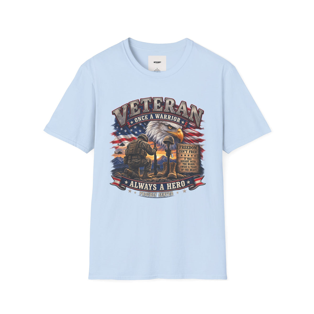 Veteran Once a Warrior T-Shirt — Patriotic Eagle & Flag Military Tribute