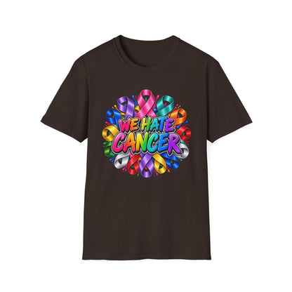 We Hate Cancer T-Shirt — Multicolor Cancer Awareness Ribbon Tee