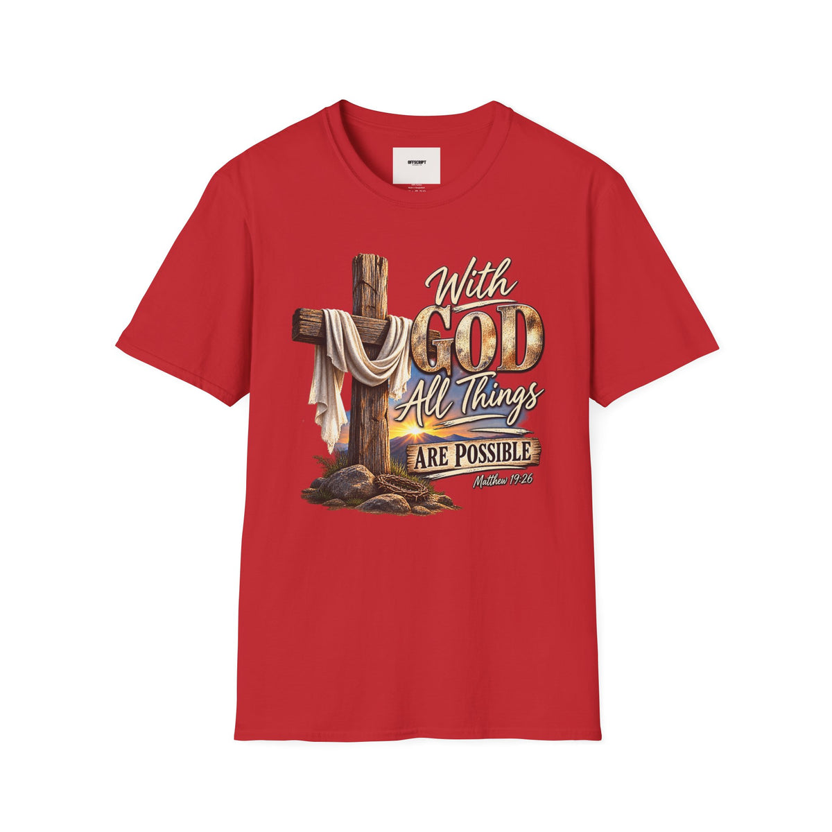 With God All Things Are Possible T‑Shirt — Christian Cross Faith Shirt