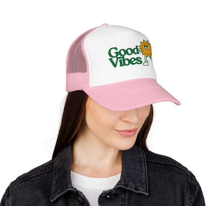Good Vibes Sun Trucker Hat — Retro Sunny Graphic Foam Cap