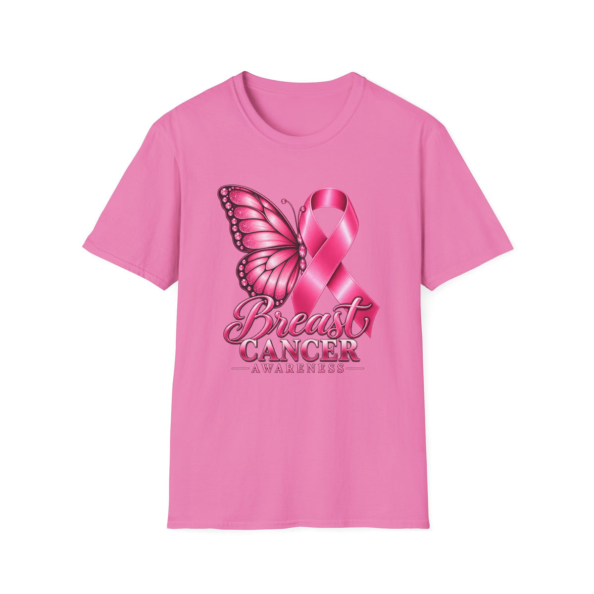 Pink Ribbon Butterfly Breast Cancer Awareness T-Shirt | Support Ribbon Tee