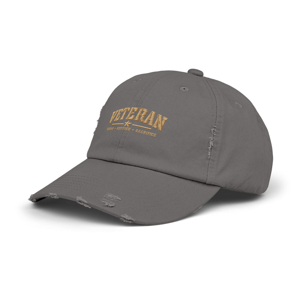 Veteran Distressed Cap — Honor Courage Sacrifice Embroidered Hat