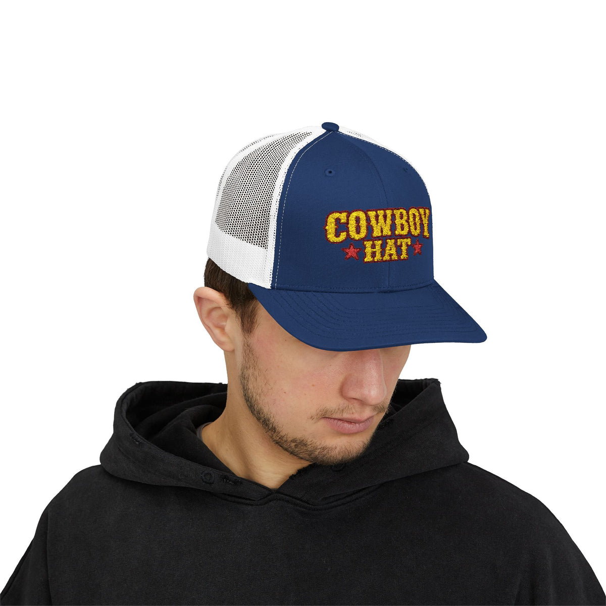 Cowboy Hat Snapback Trucker Cap – Western Rodeo Mesh Back Hat