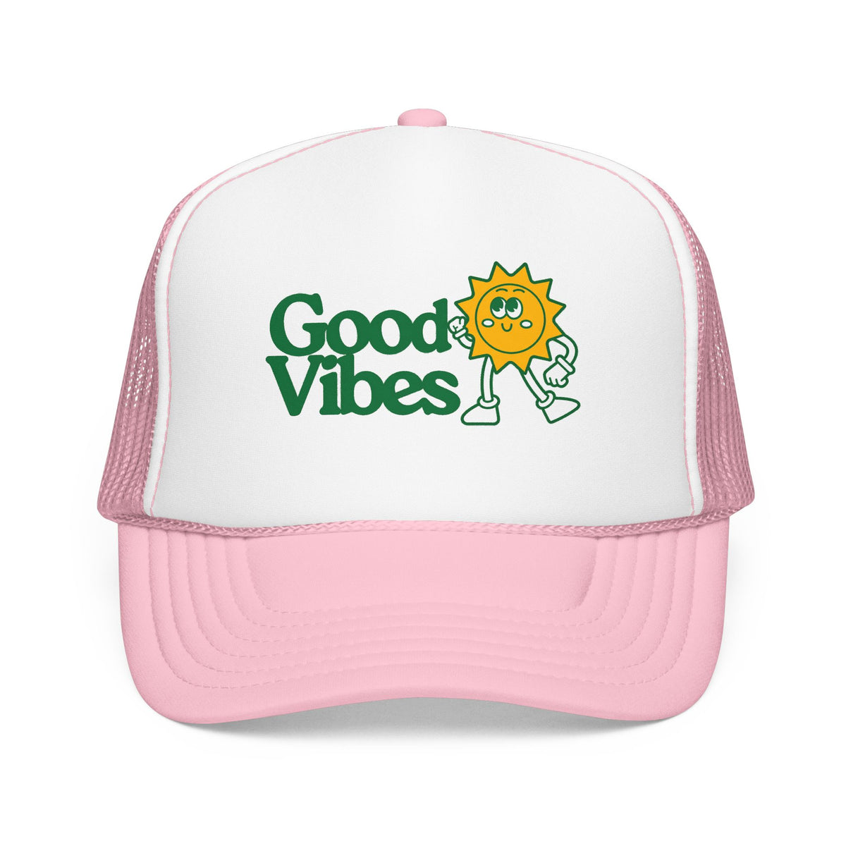 Good Vibes Sun Trucker Hat — Retro Sunny Graphic Foam Cap