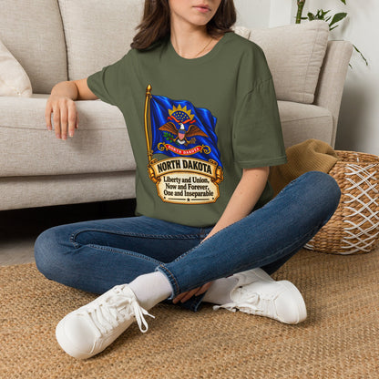 North Dakota State Flag T-Shirt — Liberty and Union Quote
