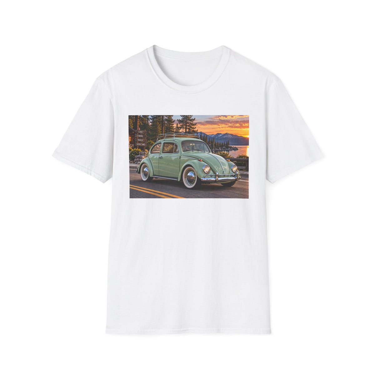 Classic VW Beetle Sunset T-Shirt — Vintage Car Lover Tee