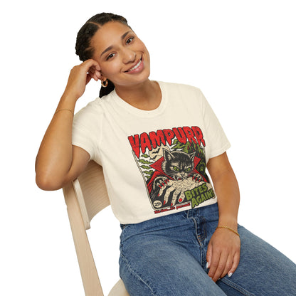 Vampurr Bites Again Cat Horror Graphic T-Shirt