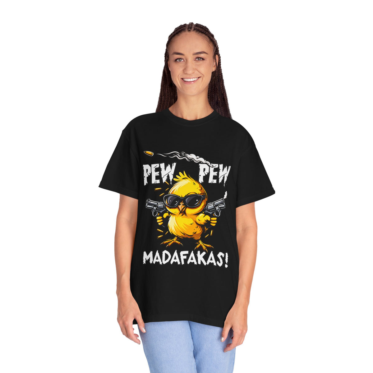 Pew Pew Madafakas Funny Duck Graphic T-Shirt