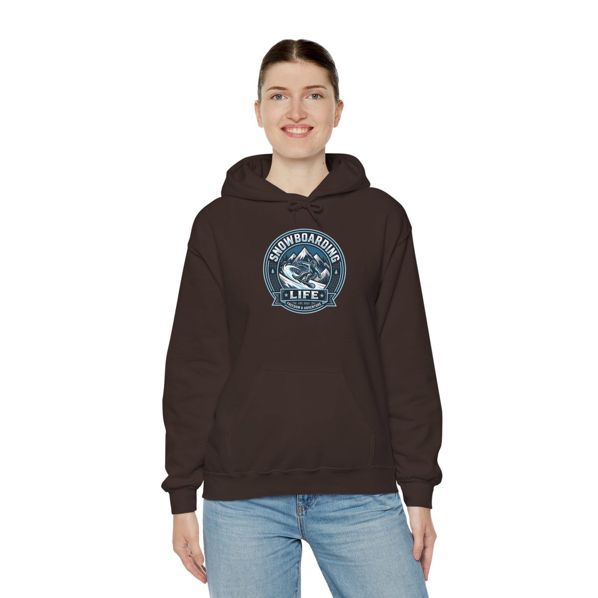 Snowboarding Hoodie – "Snowboarding Life" Graphic Pullover with Backboarder Illustration