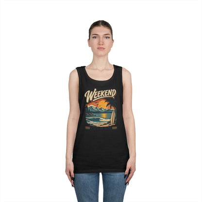 Weekend State of Mind Tank Top — Retro Beach Surf Sunset Graphic