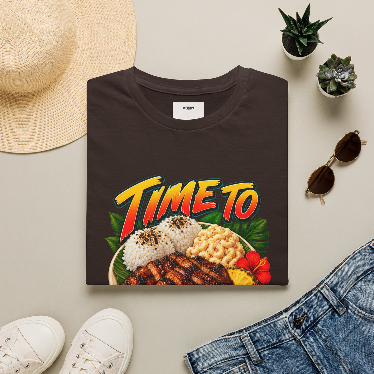 Time To Grind T-Shirt — Hawaiian Plate BBQ Graphic Tee