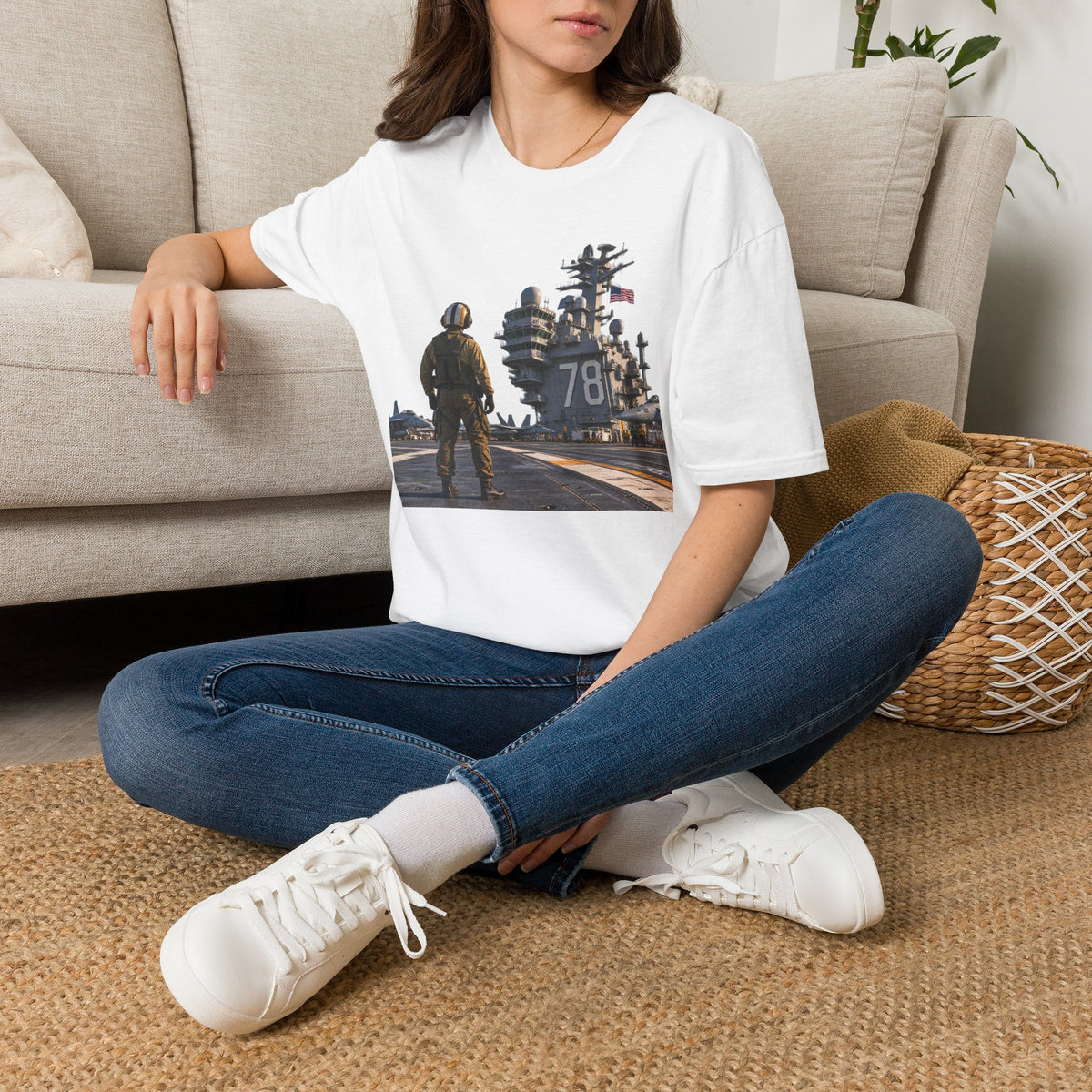 Aircraft Carrier Deck T‑Shirt – Navy Sailor & Carrier 78 Graphic