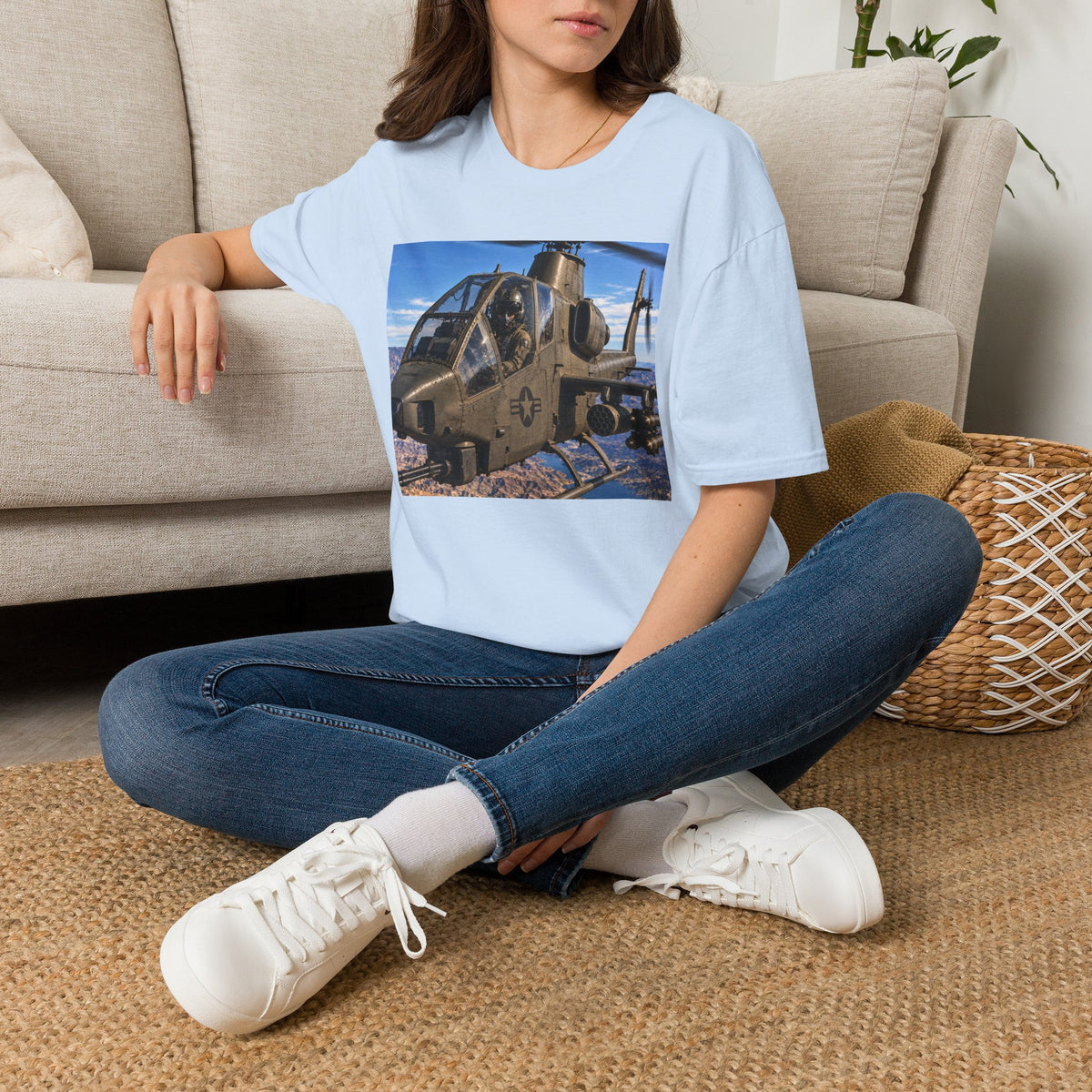 Attack Helicopter Graphic T‑Shirt – Military Aviation Photo Tee