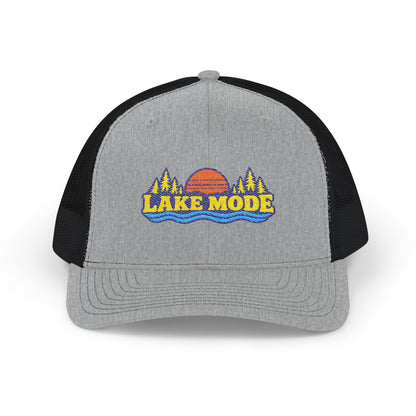 Lake Mode Trucker Hat — Embroidered Sunset Snapback Cap