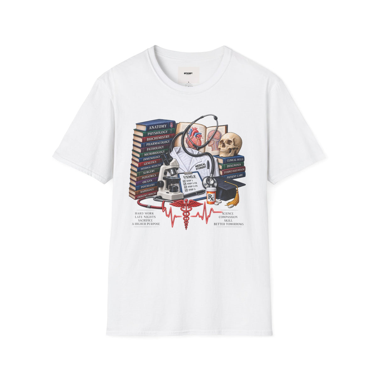 Medical Student Study Stack T‑Shirt — Anatomy, Physiology & USMLE Prep Design