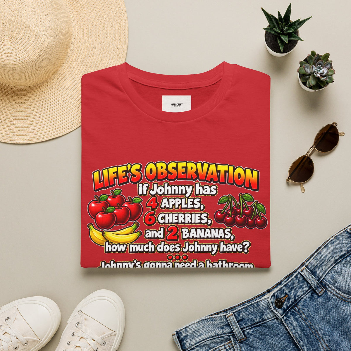 Life’s Observation Fruit Puzzle T-Shirt — Funny Johnny Math Joke Tee