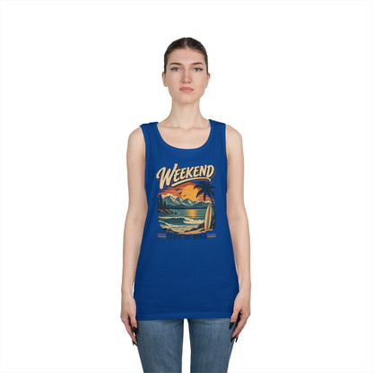 Weekend State of Mind Tank Top — Retro Beach Surf Sunset Graphic