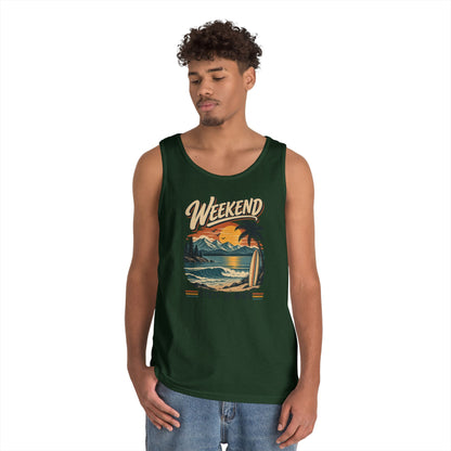 Weekend State of Mind Tank Top — Retro Beach Surf Sunset Graphic
