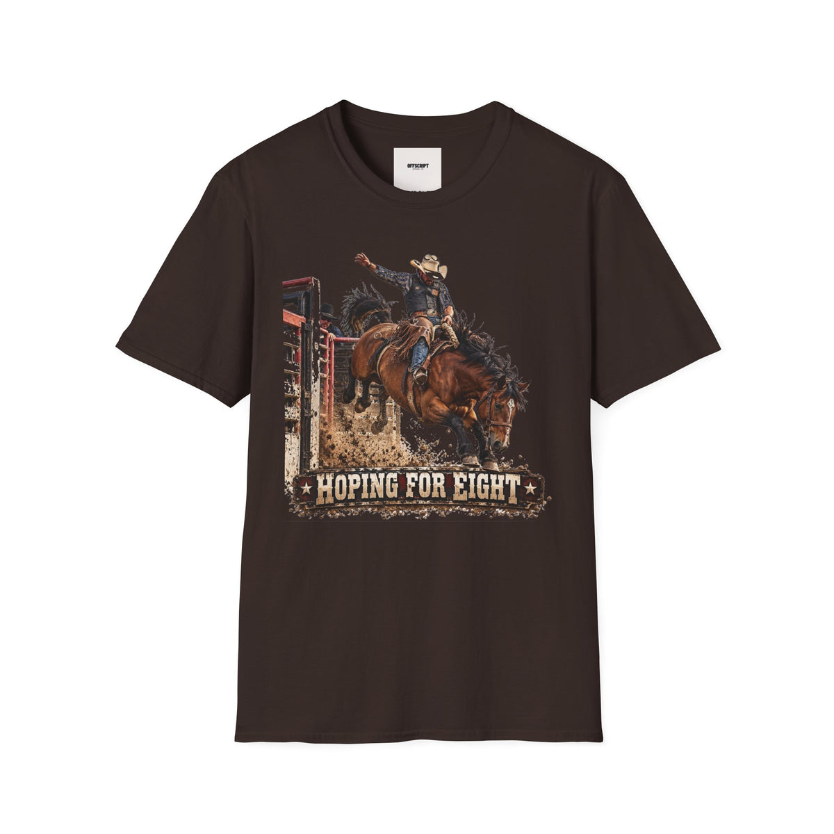 Rodeo Bucking Horse T-Shirt — 'Roping for Eight' Western Cowboy Shirt