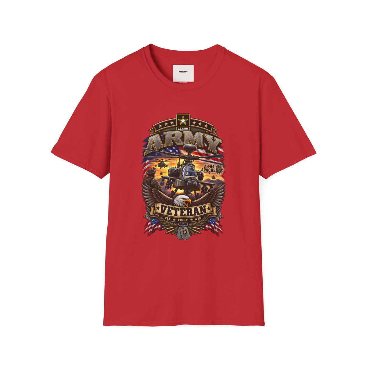 Army Veteran AH-64 Apache T-Shirt — Patriotic Military Helicopter Tee