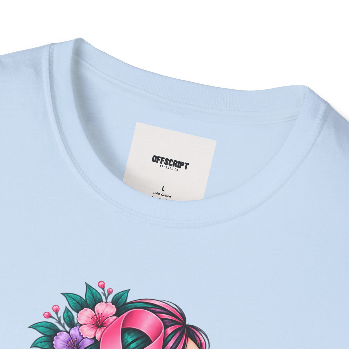 Women's Cancer Awareness T-Shirt — Pink Ribbon Floral Support Tee