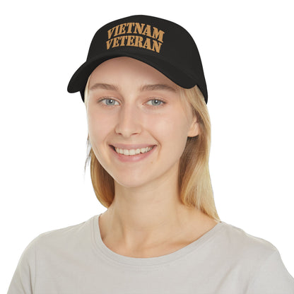 Vietnam Veteran Baseball Cap — Embroidered Gold Text Low Profile Hat for Veterans & Memorial Events
