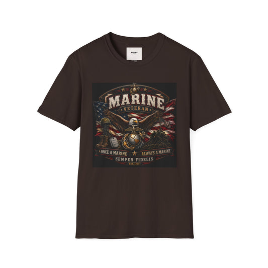 Marine Veteran T‑Shirt — Patriotic Eagle & American Flag Military Tribute