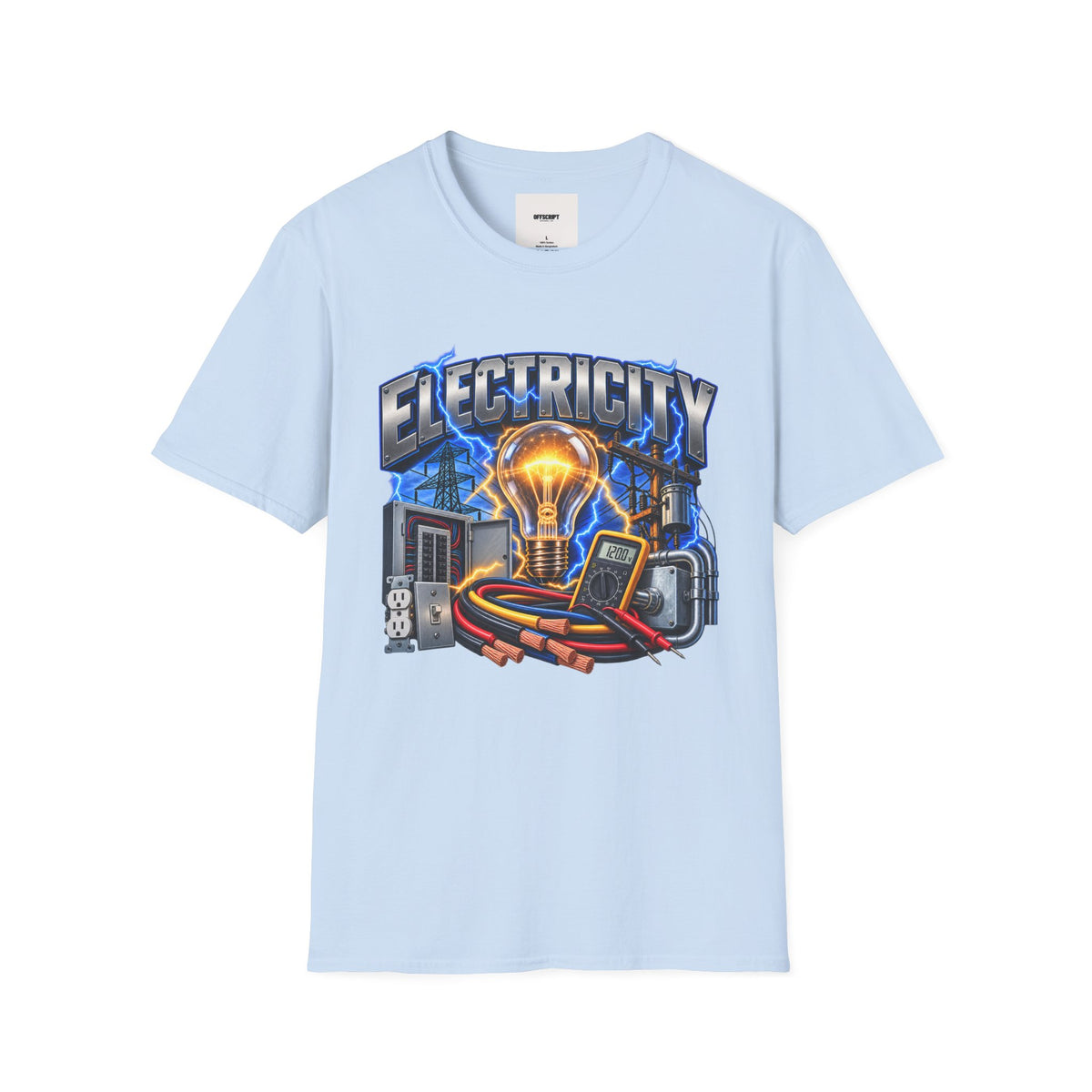 Electricity Graphic T-Shirt — Vintage Lightbulb Power Design
