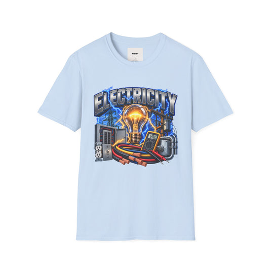 Electricity Graphic T-Shirt — Vintage Lightbulb Power Design