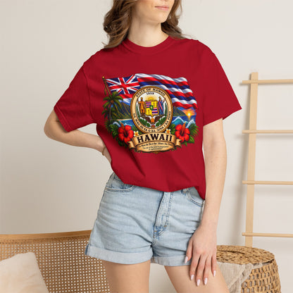 Hawaii State Seal Tee — Vintage Hawaiian Flag & Hibiscus T-Shirt