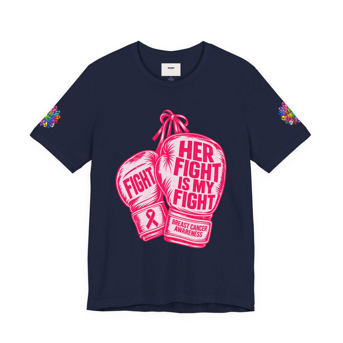 Breast Cancer Awareness Tee – “Her Fight Is My Fight” Boxing Gloves T-Shirt