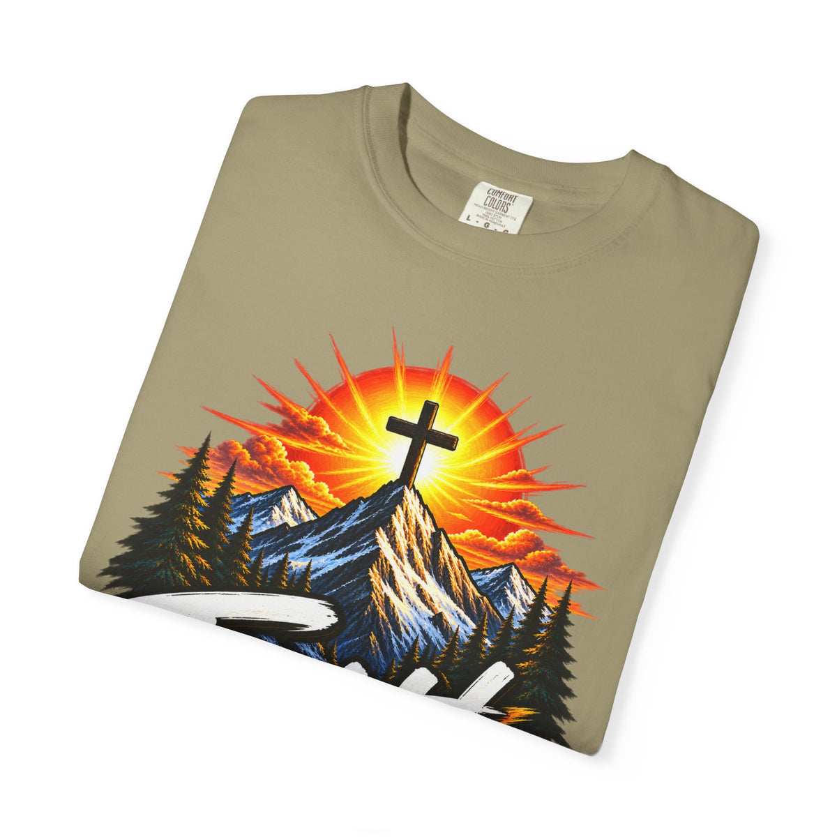 Faith Can Move Mountains T-Shirt | Christian Cross Mountain Graphic