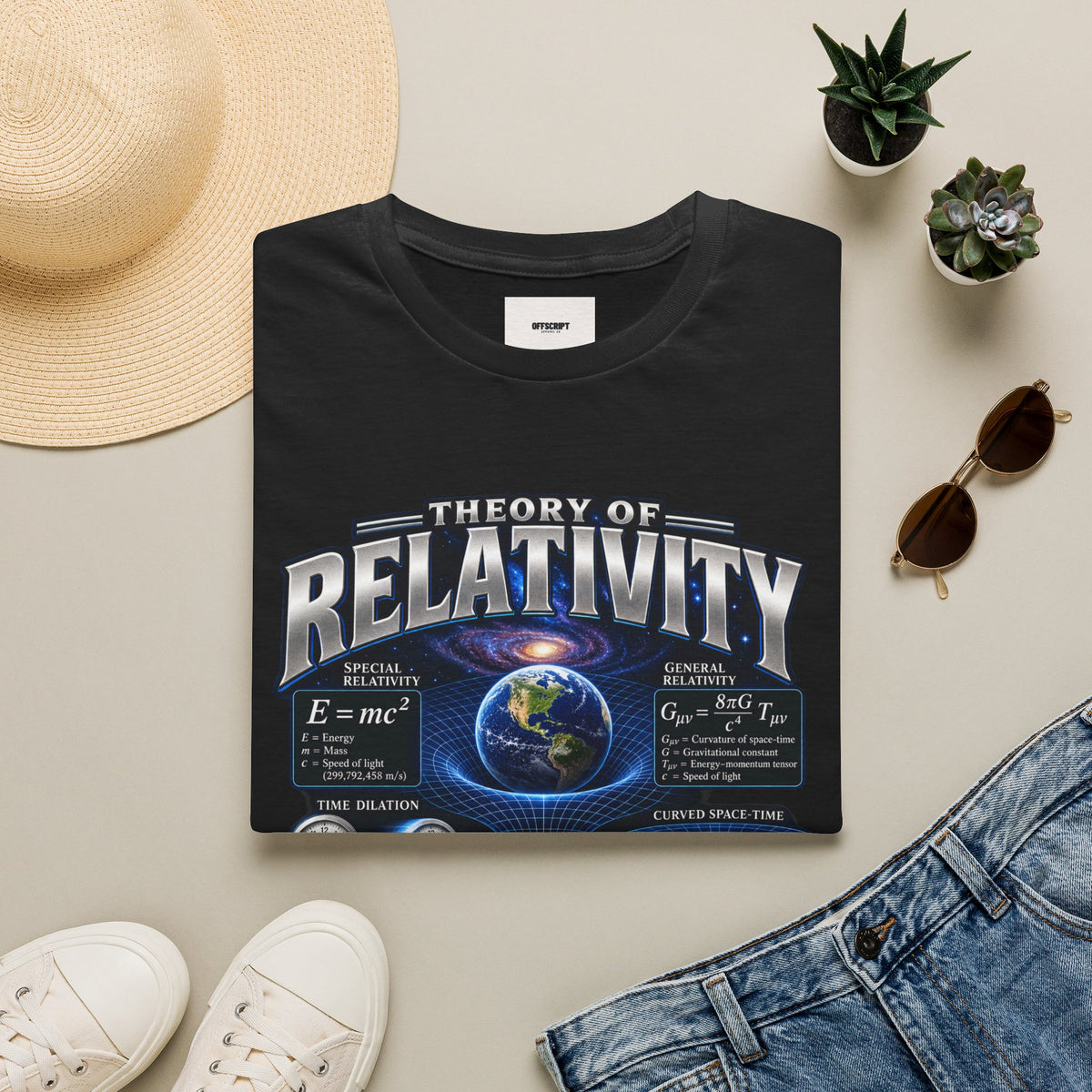 Theory of Relativity T-Shirt — Science Graphic Tee with Earth & Equations