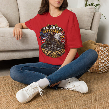 U.S. Army Veteran T-Shirt — Special Forces Eagle American Flag Design