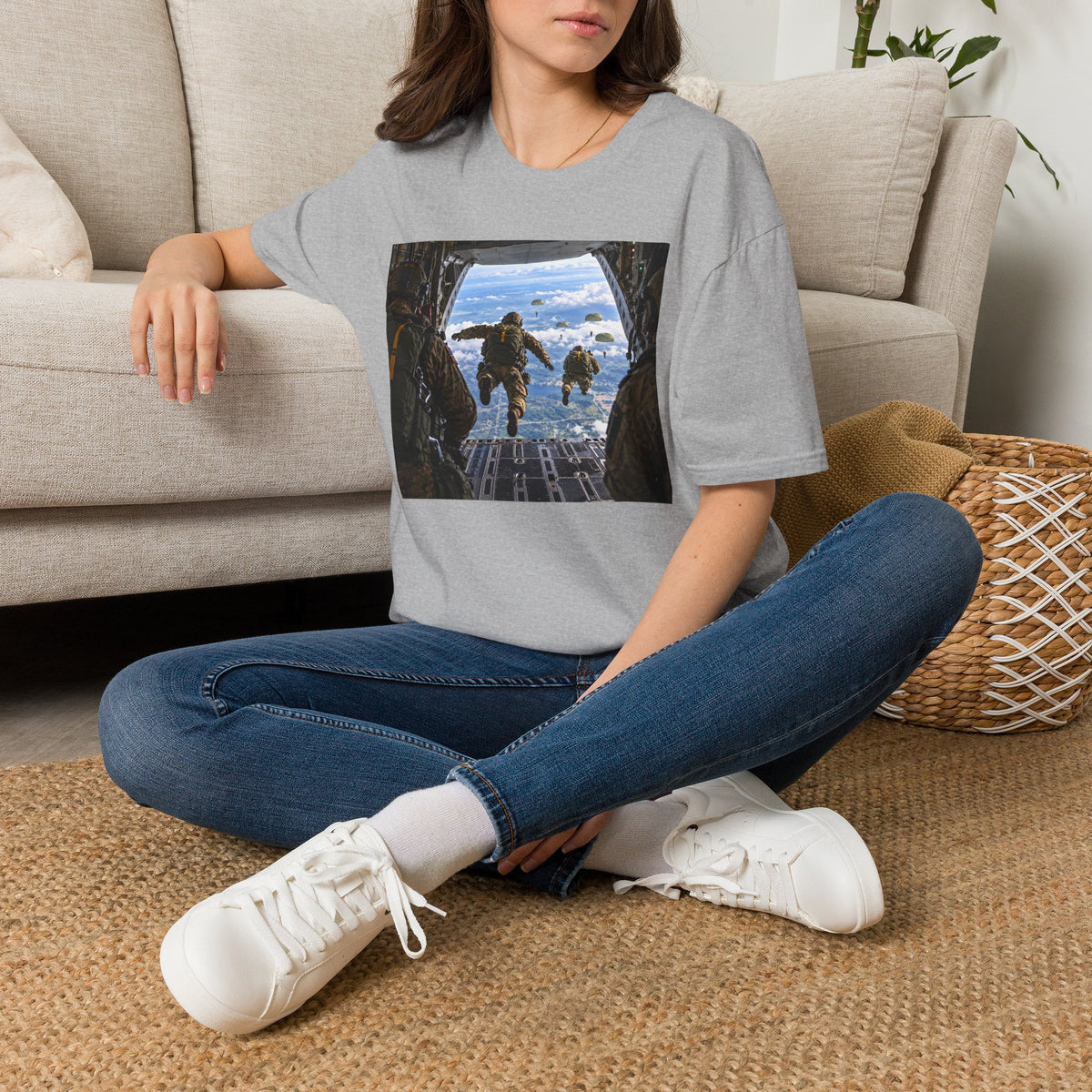 Parachute Jump Soldiers T-Shirt — Military Airborne Jump Photo Tee